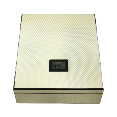 Carbon Fibre Design Humidor with Digital Hygrometer - 20 Cigar Capacity - UNBOXED