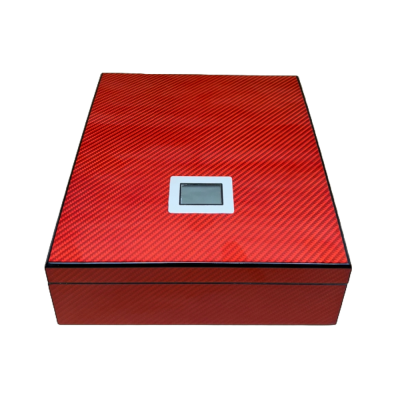 Red Design Humidor with Digital Hygrometer - 20 Cigar Capacity - UNBOXED