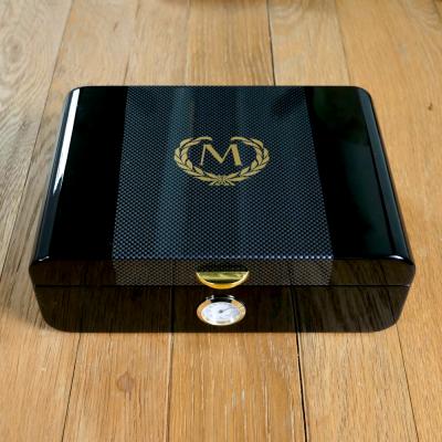 Myon Humidor Black & Carbon 25 Cigar Capacity with Front Dial