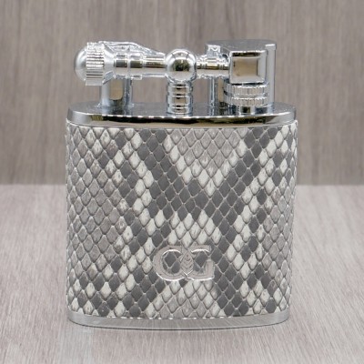 J Cure C.Gars Collection Jet Flame Table Lighter - Grey Python Leather