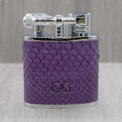 J Cure C.Gars Collection Jet Flame Table Lighter - Purple Python Leather (End of Line)