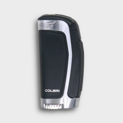 Colibri E3 Triple Jet Flame Lighter - Black & Chrome