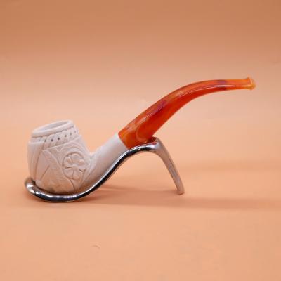 Meerschaum Standard Embossed Dragon Bent Fishtail Pipe (MEER82)