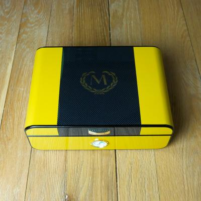 Myon Humidor Yellow & Carbon 25 Cigar Capacity with Front Dial
