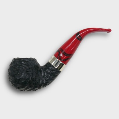 Peterson Dracula XL02 Rusticated Ebony Nickel Mounted Fishtail Pipe (PE3293)