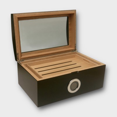 Portofino Cigar Humidor - Dome Style Glass Top - 100 Cigars Capacity