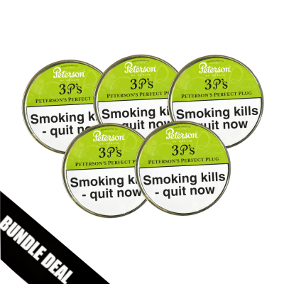 Bundle Deal - Peterson 3 P's Plug Pipe Tobacco 5 x 50g Tin