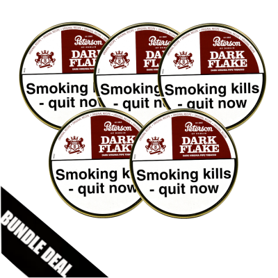 Bundle Deal - Peterson Dark Flake Pipe Tobacco - 5 x 50g tin (Formerly Dunhill Range)
