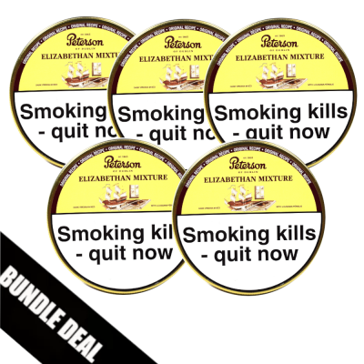 Bundle Deal - Peterson Elizabethan Mixture Pipe Tobacco - 5 x 50g tin (Formerly Dunhill Range)