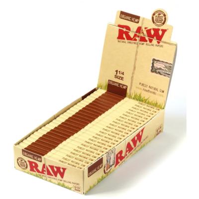 RAW Organic Hemp 1 1/4 size Rolling Papers & Tips - 24 Packs