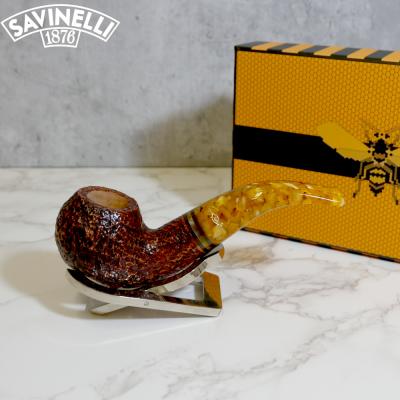 Savinelli Miele 642 Brownblast Bent Honey 6mm Filter Fishtail Pipe (SAV1400)