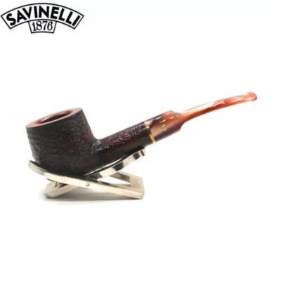 Savinelli Roma Lucite 122 Rustic 6mm Filter Half Bent Pot Fishtail Pipe (SAV2043)