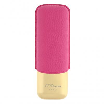 ST Dupont Cigar Case - Fuchsia Pink & Gold - Holds 2 Cigars