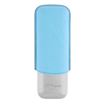 ST Dupont Cigar Case - Turquoise Blue & Chrome - Holds 2 Cigars