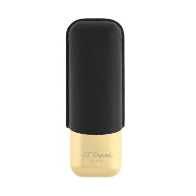 ST Dupont Cigar Case - Black & Gold - Holds 2 Cigars