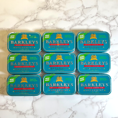 Barkleys Sugarfree Chewing Gum - Spearmint Tin - 9 x 30g (End of Line)