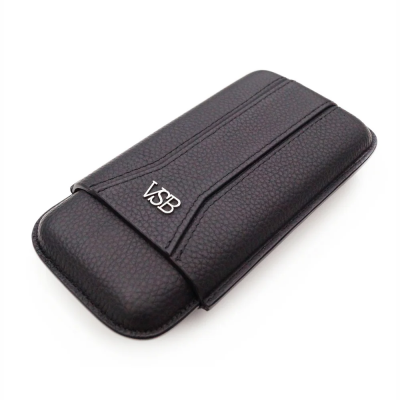 VSB London Three Finger Black Leather Cigar Case