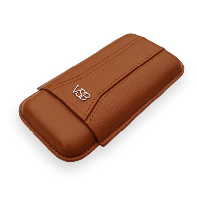 VSB London Three Finger Brown Leather Cigar Case