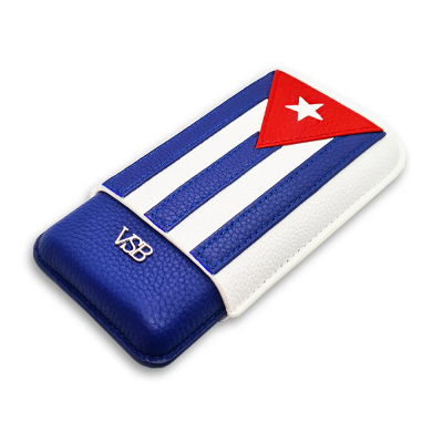 VSB London Three Finger Cuban Flag Leather Cigar Case