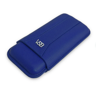 VSB London Three Finger Royal Blue Leather Cigar Case