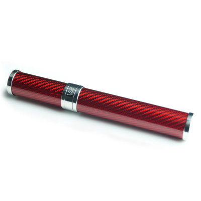 VSB London Gloss Red Carbon Fibre & Stainless Steel 56 Ring Gauge Cigar Tube