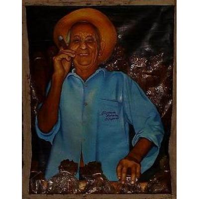Large Oil on canvas of Don Alejandro Robaina and Signed