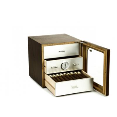 Adorini Chianti Deluxe Walnut & Aluminium Cigar Humidor - 100 Cigar Capacity (AD056)