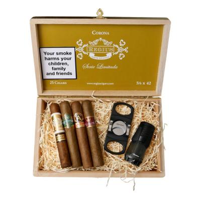 CGars Ltd House Brands Gift Box Sampler - 4 Cigars with Cutter and Lighter