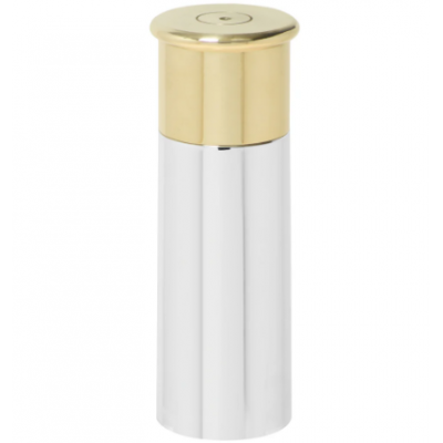 6oz English Pewter Shotgun Cartridge Hip Flask with Brass Lid