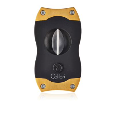 Colibri V-Cut Cigar Cutter - Black and Brushed Gold