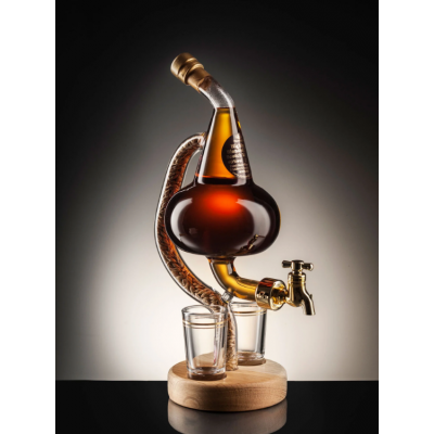 Pot Still Tap and 2 Glasses Whisky Decanter (Stylish Whisky) - 40% 350ml