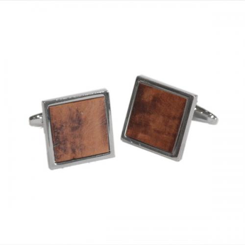 Square Briar Wood and Sterling Silver Cufflinks Square Briar Wood and Sterling Silver Cufflinks