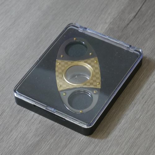 Twin Bladed Oval Cigar Cutter - Gold Check