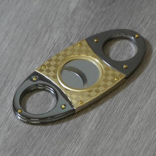 Twin Bladed Oval Cigar Cutter - Gold Check