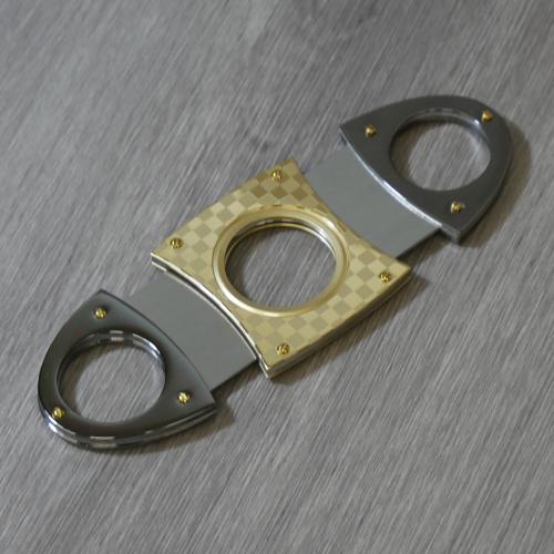 Twin Bladed Oval Cigar Cutter - Gold Check
