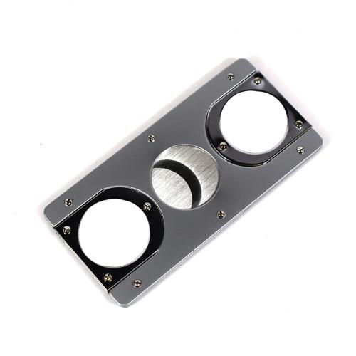 Twin Bladed Square Cigar Cutter - Satin & Chrome - Up To 54 Ring Gauge