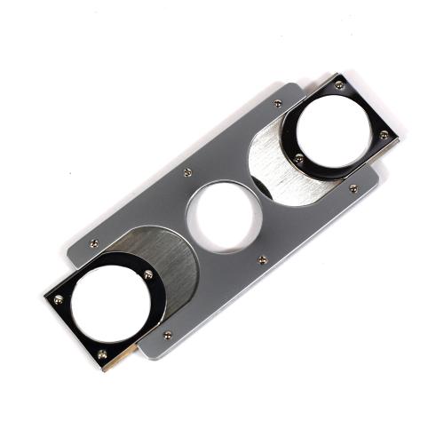 Twin Bladed Square Cigar Cutter - Satin & Chrome - Up To 54 Ring Gauge
