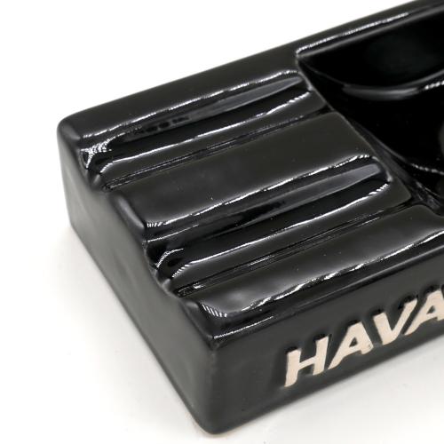 Havana Club Collection Ashtray - El Secundo Double Cigar Ashtray - Ebony Black