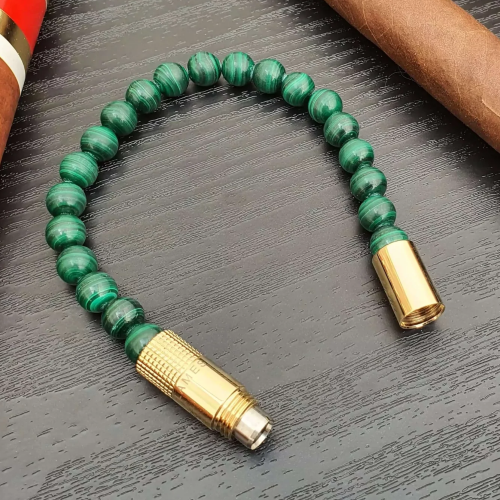 Les Fines Lames - The Cigar Punch Bracelet - 18K Gold Malachite