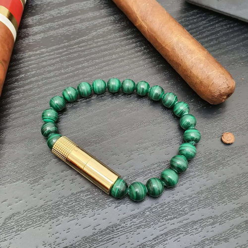 Les Fines Lames - The Cigar Punch Bracelet - 18K Gold Malachite