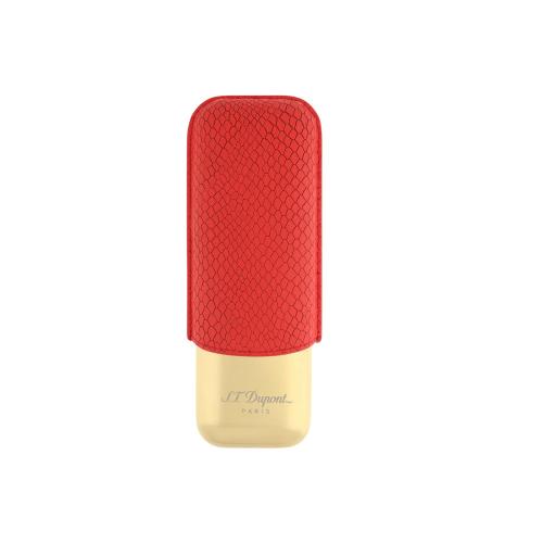 ST Dupont Cigar Case - Limited Edition Dragon - Golden & Burgundy Scale - Holds 2 Cigars (Discontinued)
