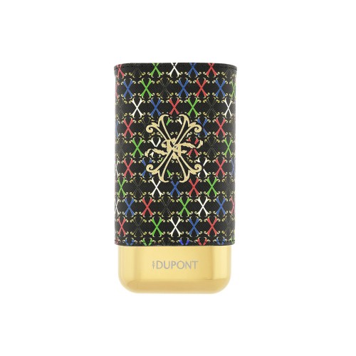 ST Dupont Metal Base Cigar Case - Fuente - Gold & Multi Colour - Holds 3 Cigars