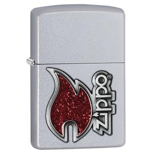 Zippo - Satin Chrome - Red Flame - Windproof Lighter