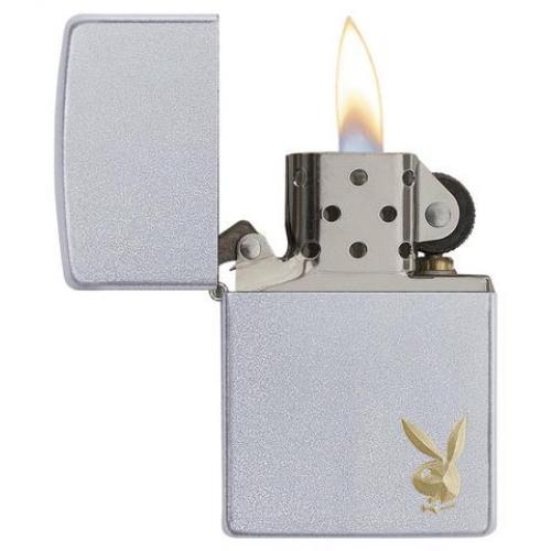 Zippo - Satin Chrome Playboy - Cornered Bunny - Windproof Lighter