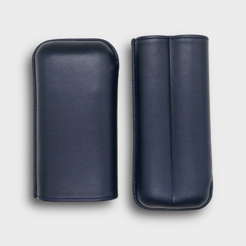 Recife Chesterfield Culture Space Blue Leather Cigar Case - 2 Cigar Capacity