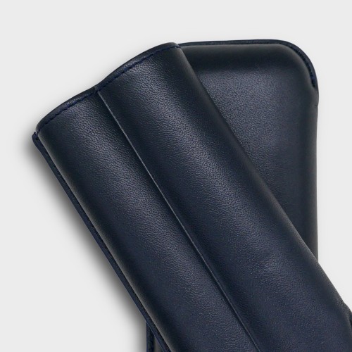Recife Chesterfield Culture Space Blue Leather Cigar Case - 2 Cigar Capacity