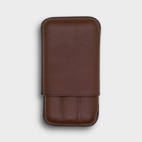Recife Chesterfield Culture Hot Chocolate Leather Cigar Case - 3 Cigar Capacity