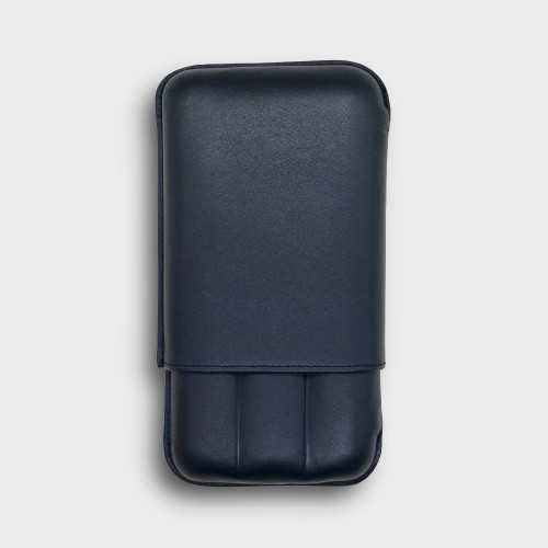 Recife Chesterfield Culture Space Blue Leather Cigar Case - 3 Cigar Capacity