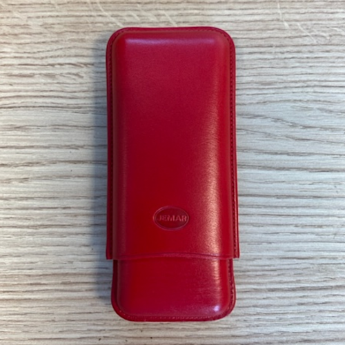 Jemar Leather Cigar Case - Corona - 3 Finger -  Rojo Red (End of Line)