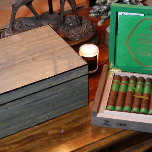 Grey Bamboo Finish Gloss Humidor - 50 Capacity